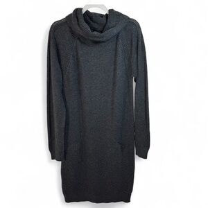 SOLD Prana Charcoal Gray Cowl Neck Bisque Sweater Dress NWT  Long Sleeve Crochet
